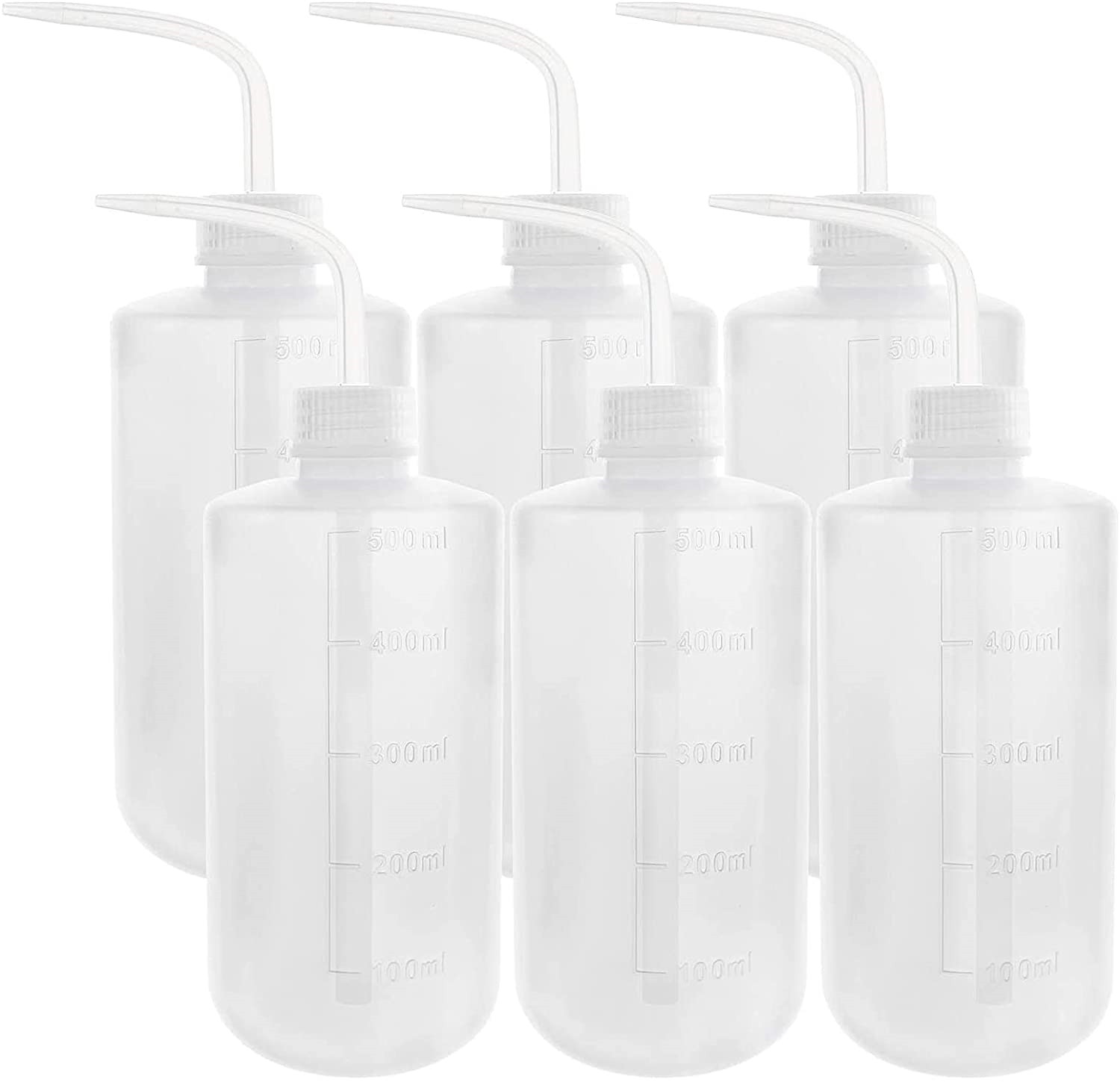 Set of 6 LDPE Plastic Wash Bottles 500ml Safety Squeeze Bottles for Lab Liquids