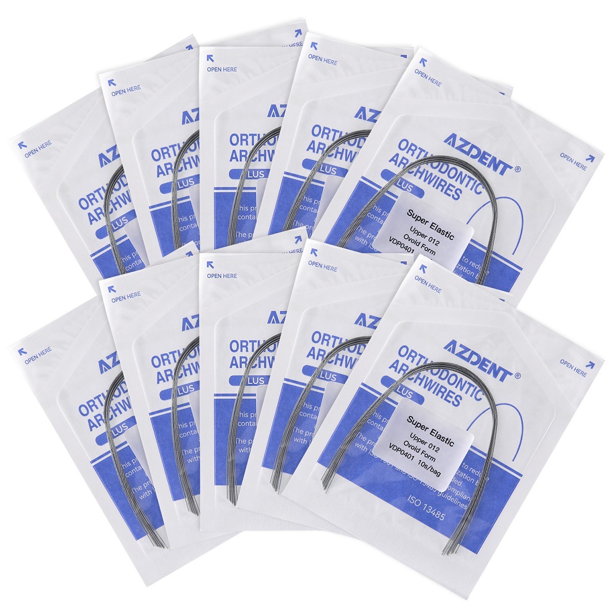 AZDENT Plus Dental Ortho Super Elastic NiTi Arch Wires Round Ovoid 10pcs/Bag