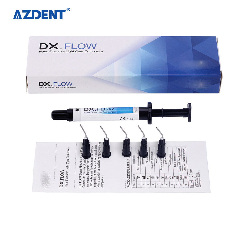 Dental Dentex Flowable Light Cure Composite Resin Medium Flow Syringes A2 Shade