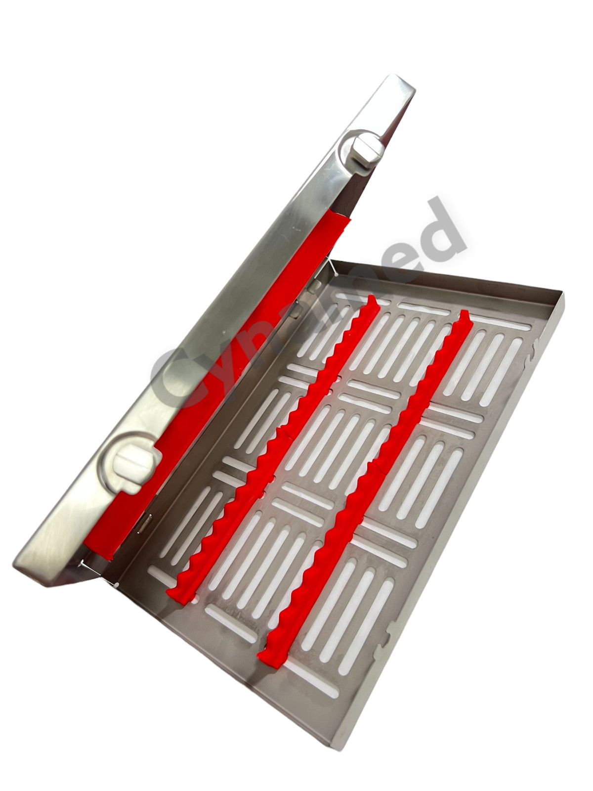4 Pack – Sterilization Cassette with Double Button & Detachable Lid German Steel