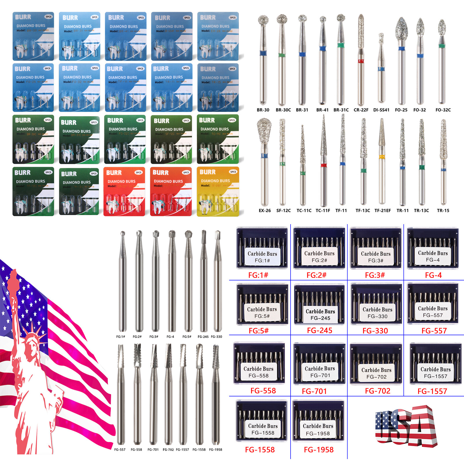 Dental Slow Speed Handpiece Contra Angle 1:1 Fit FG Burs 1.6mm PUZ