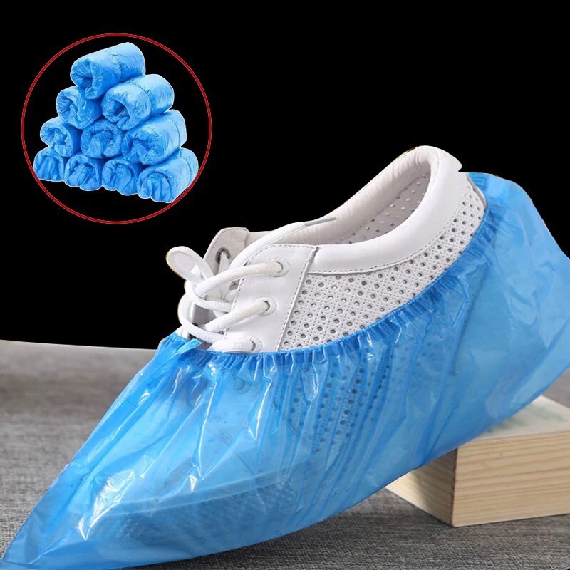100Pcs Disposable Blue PE Shoe Covers Waterproof Dustproof Medical Dental Supply