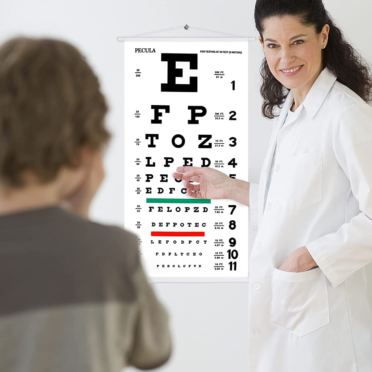 Eye Chart, Snellen Eye Chart, Canvas Wall Chart NonReflective, Hang Wooden Fr…