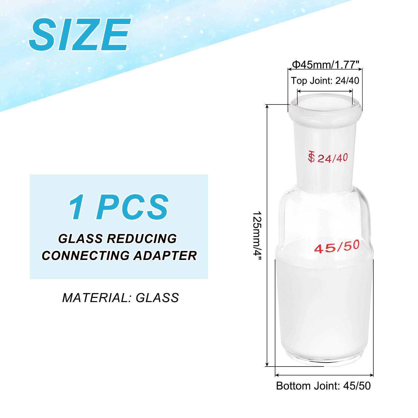 Glass Reducing Connecting Adapter, 1 Pcs from 24/40 to 45/50, Style 9