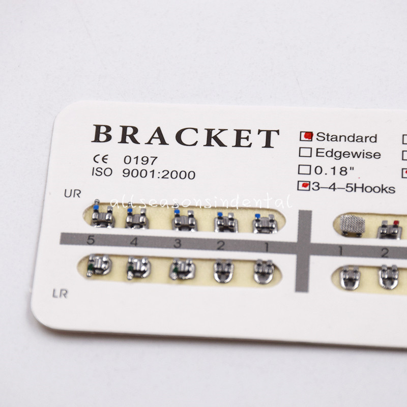 Dental Ortho Brackets Braces Metal Standard MBT 0.22»Slot 345 Hooks 1 Set/20Pcs