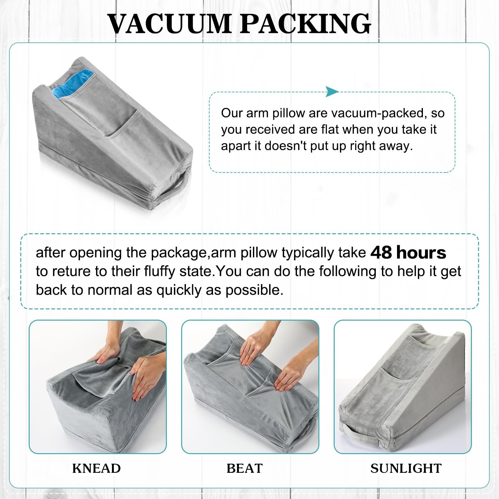 Buryeah Arm Elevation Pillow 2 Pockets Soft Ergonomic Support Pillow For Elbow