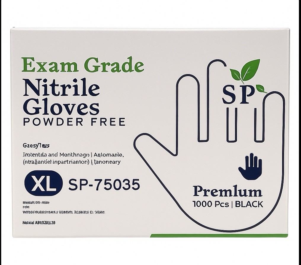 Heavy Duty Black Nitrile Exam Gloves XL Powder Free Food Safe 1000 Count
