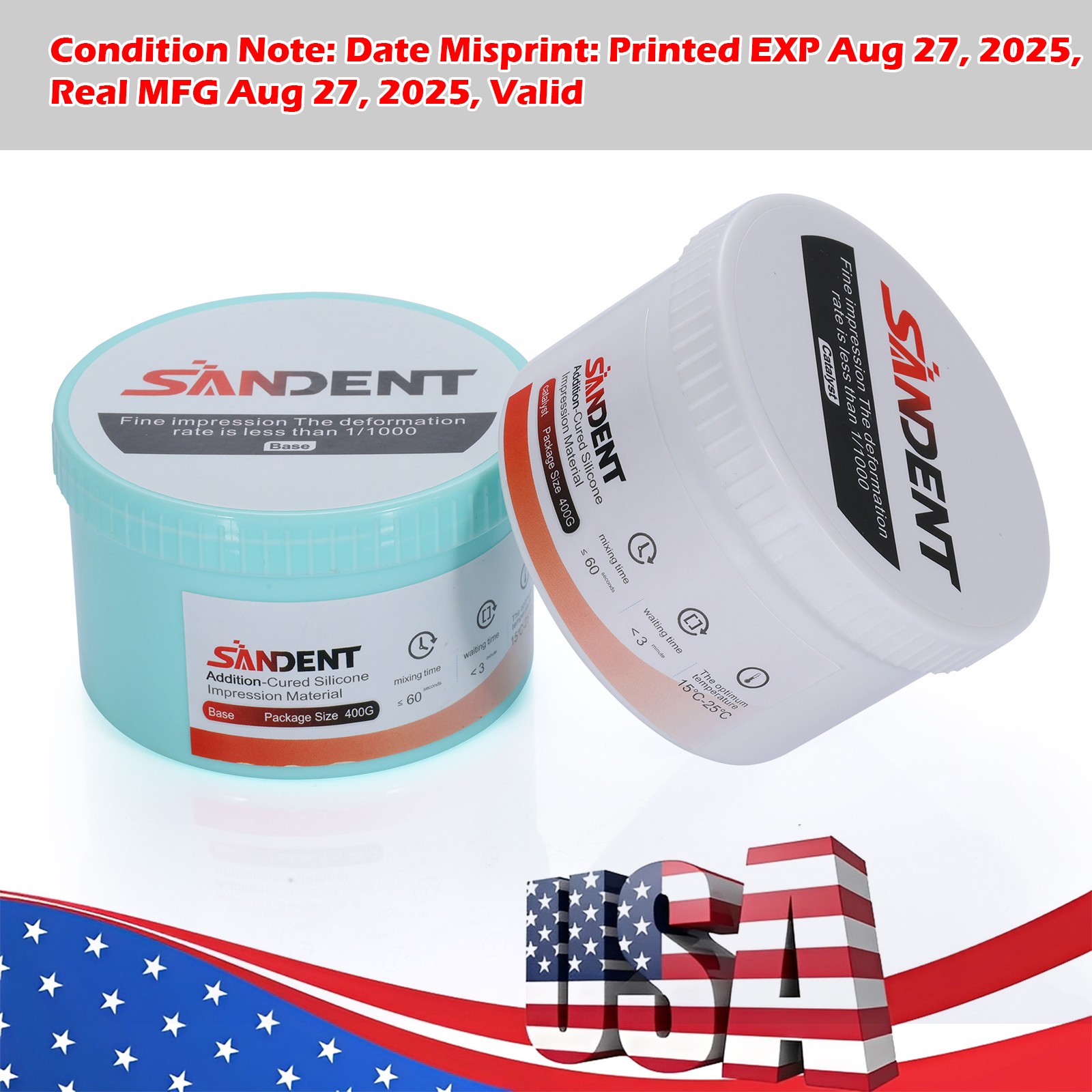Dental Putty Normal Set PVS VPS Impression Material Base & Catalyst 2 x 400g