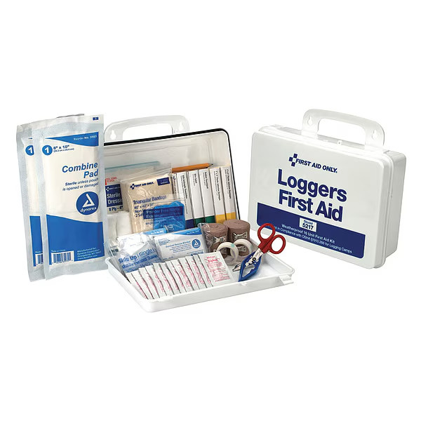 First Aid Only Kit 67 Piece Plastic Case OSHA Compliant Logging 25 Person Use
