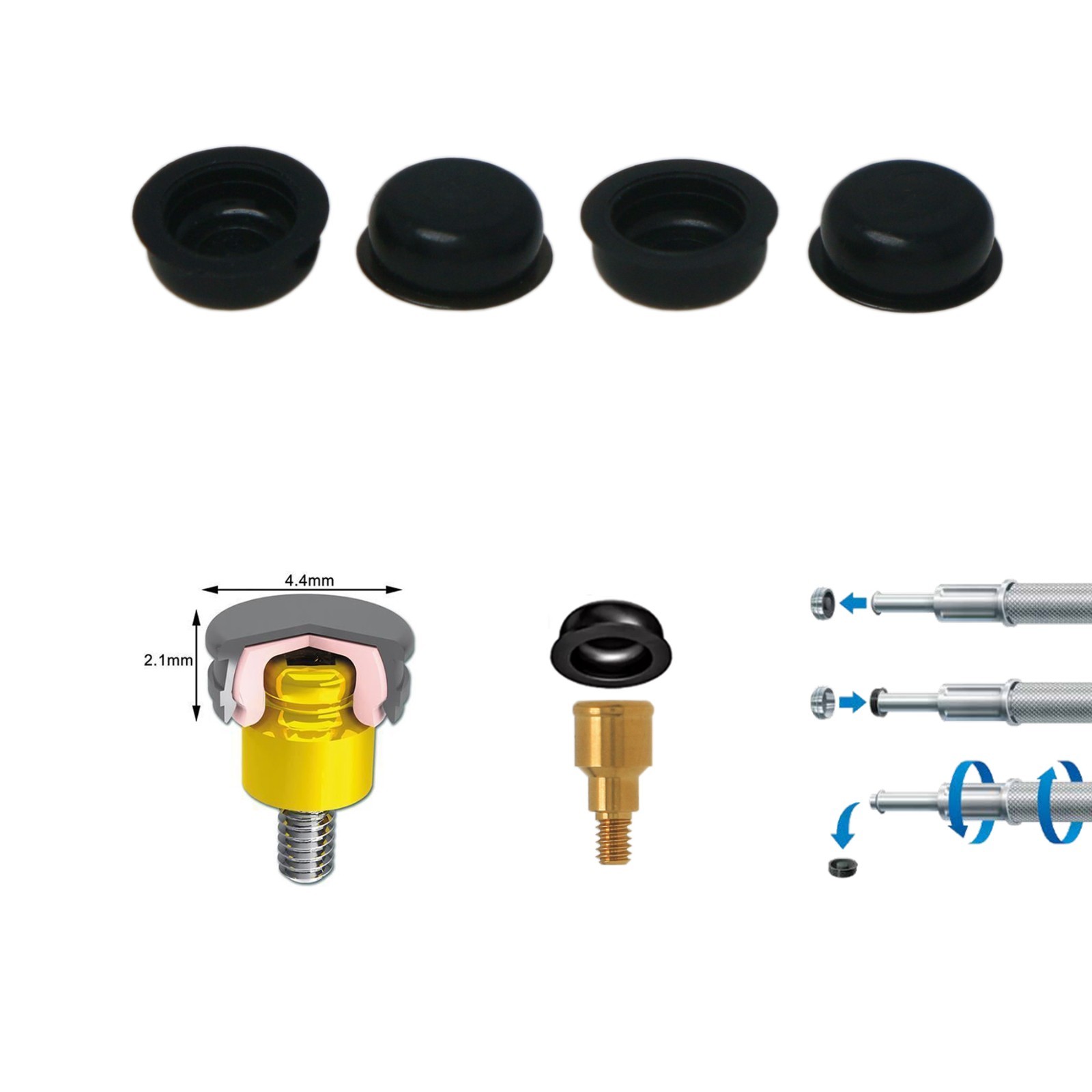 US Dental Zest Locator Classic PEEK Retention Inserts Male Caps for Overdenture