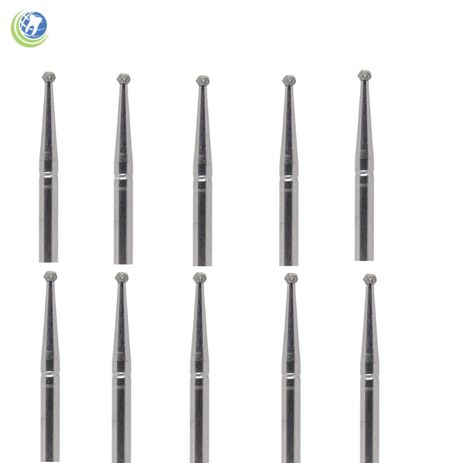 Dental Diamond Burs FG for High Speed HP Round # 1012 Standard Grit – Box of 10