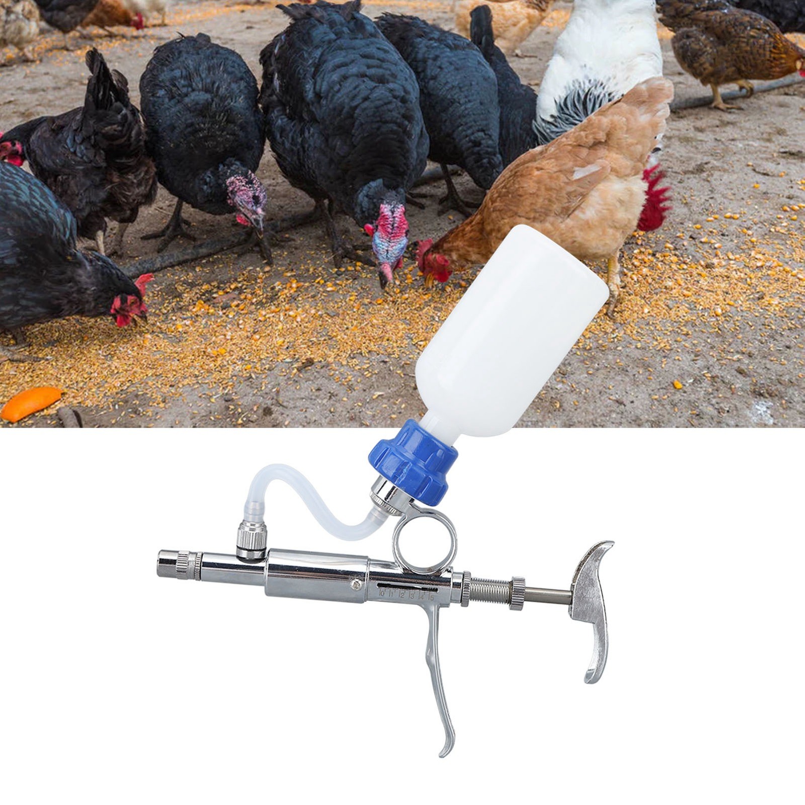 Adjustable Continuous Injection Syringe Stainless Steel Plastic Animal US
