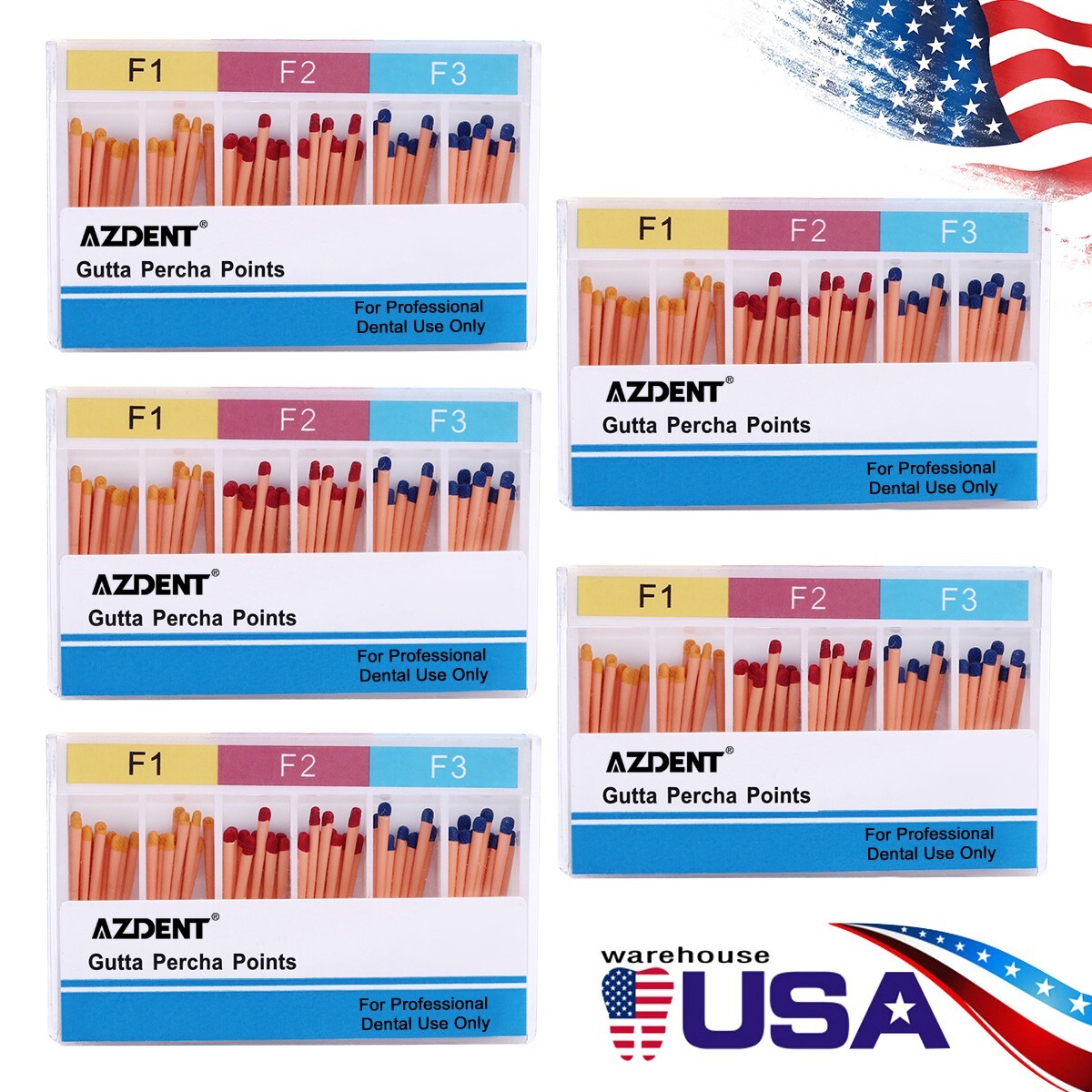 10 Pack Dental Endodontic Gutta Percha Points F1 F2 F3 for Endo Use 60pc/pack