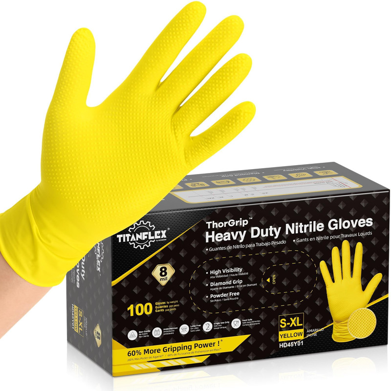 Titanflex Heavy Duty Nitrile Gloves Disposable Industrial 8 Mil Thick Mechanic