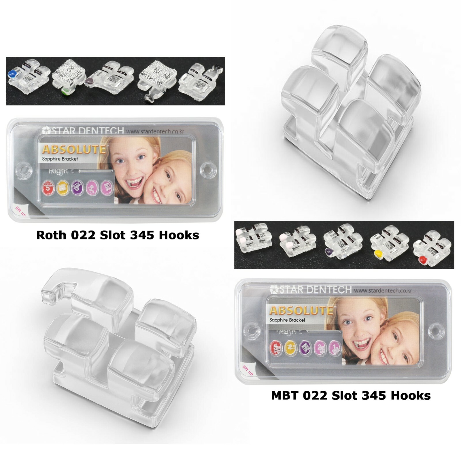 Dental Orthodontic Sapphire Monocrystalline Brackets Ceramic Braces Roth MBT 022