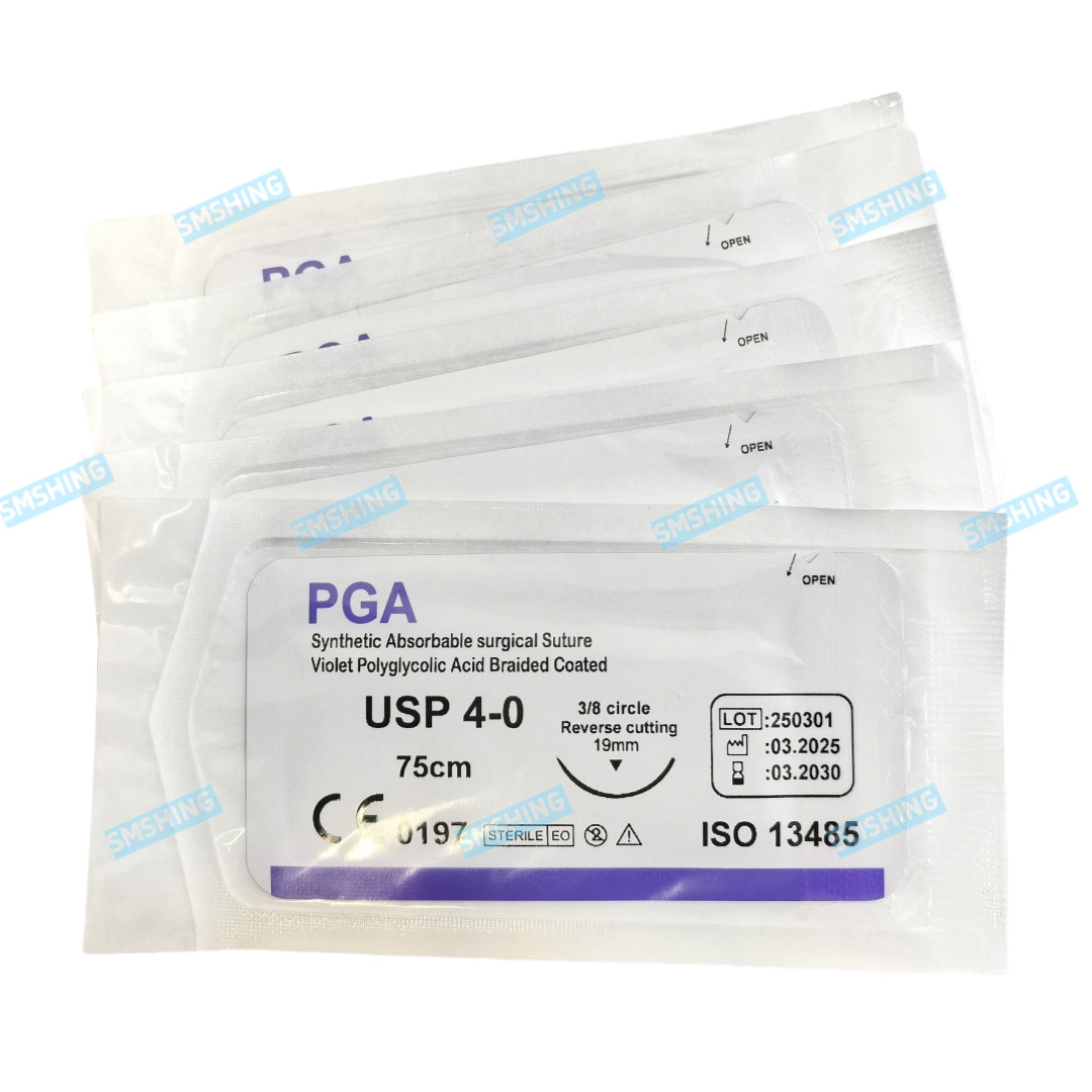 20Pcs Absorbable Dental Oral Violet PGA 4-0 3/8 Reverse Cutting