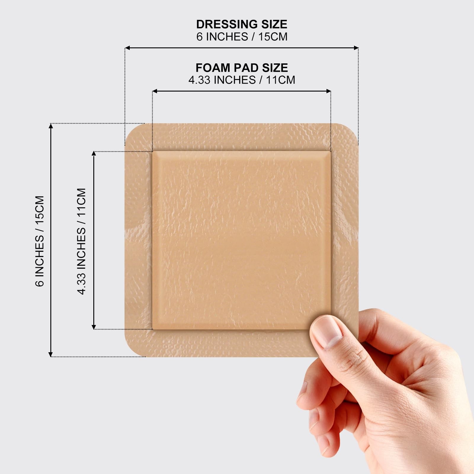 Silicone Foam Dressing 6×6 Gentle Border, Super Absorbent Wound Dressing, Bed So