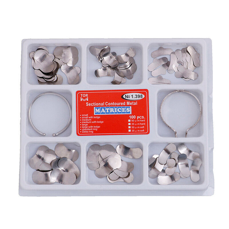 100Pcs/Pack Dental Metal Matrices Sectional Contoured Matrix Refill Soft Band