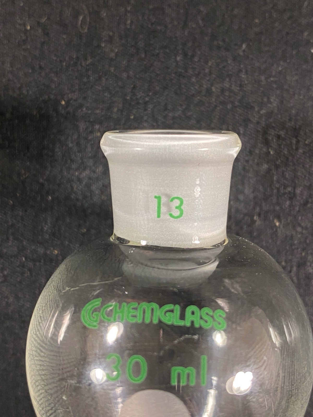 CHEMGLASS 30mL Squibb Separatory Funnel w/ Stopcock #13 Neck CG-1742-01 A