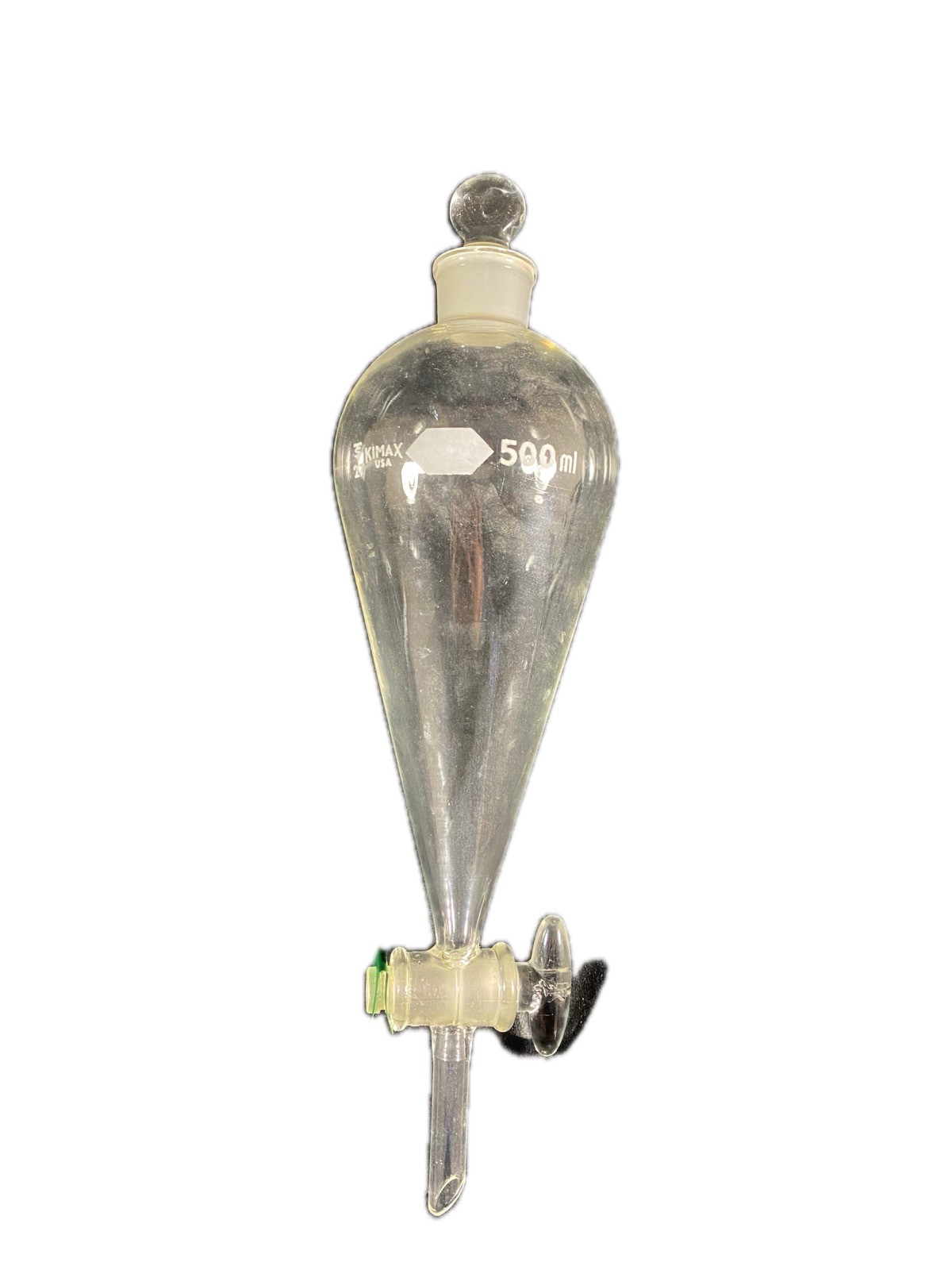 KIMBLE KIMAX 500mL Squibb Separatory Funnel Glass Stopcock #27 29048-500