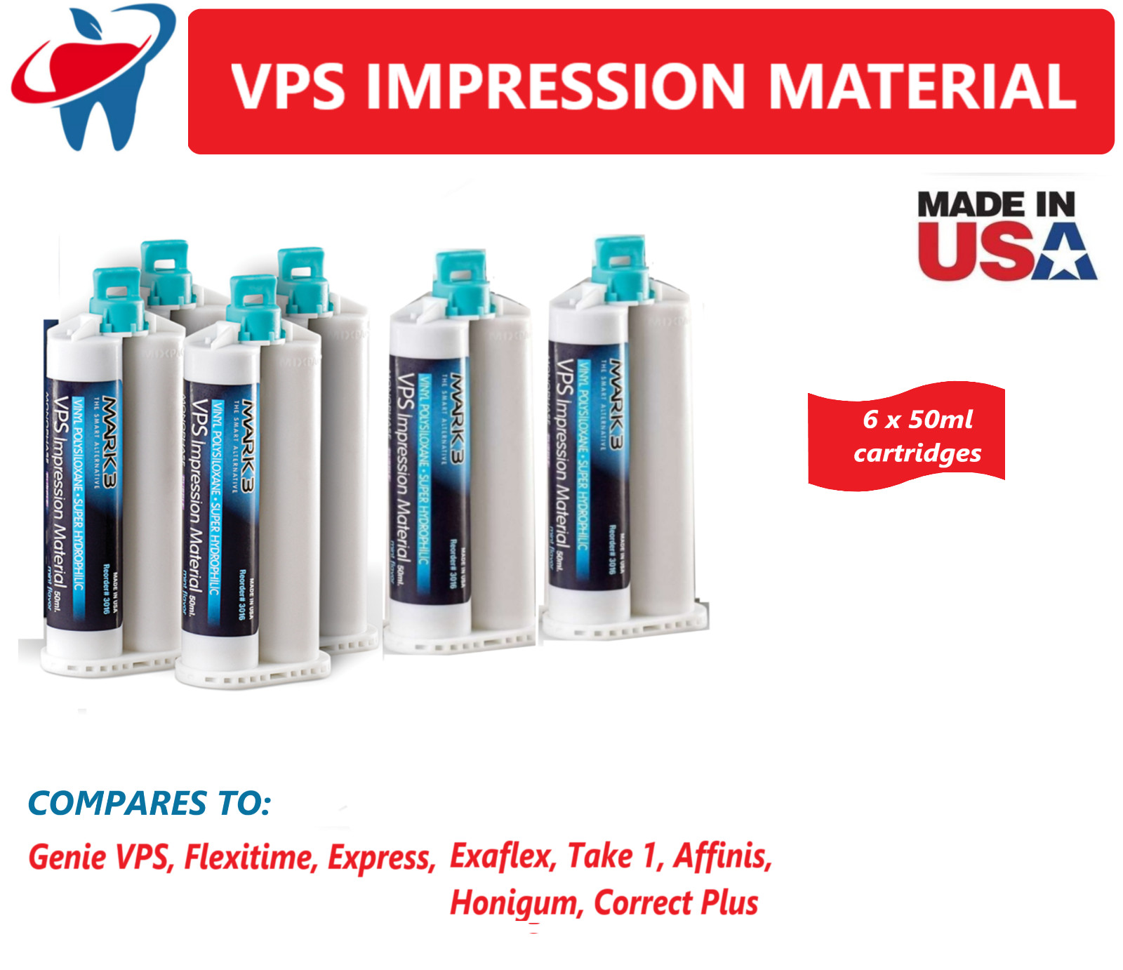 MARK3 Monophase Regular Set VPS Impression Material Heavy Body Fast Set 1-20/Box