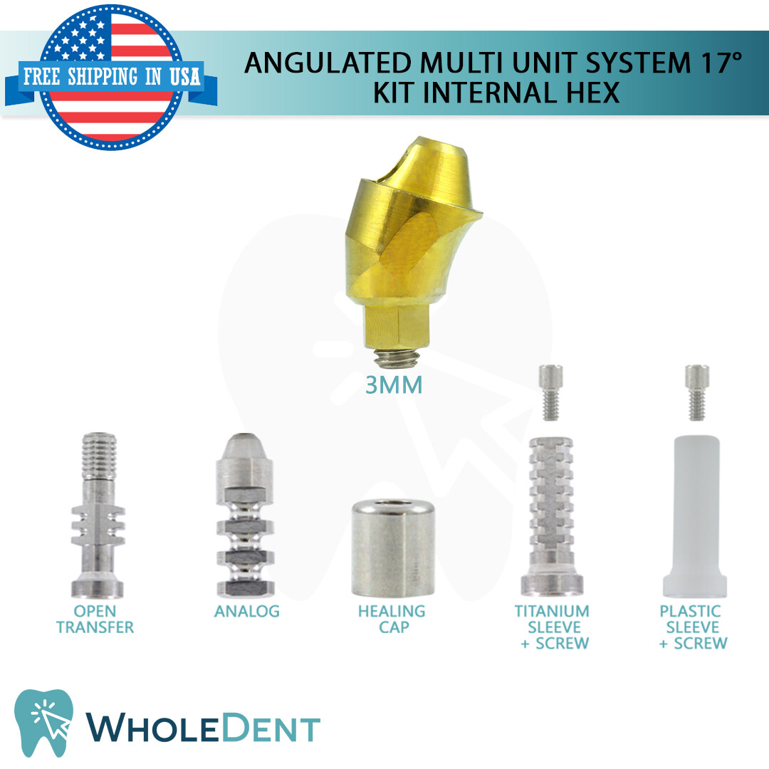 Angulated Abut ment Multi Unit 17° Kit 3mm Titanium Dental Im plant Internal Hex