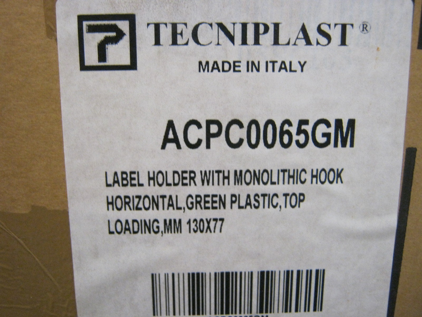 TECNIPLAST ACPC0065GM LABEL HOLDER W/MONOLITH HOOK 130x77mm BOX OF 100