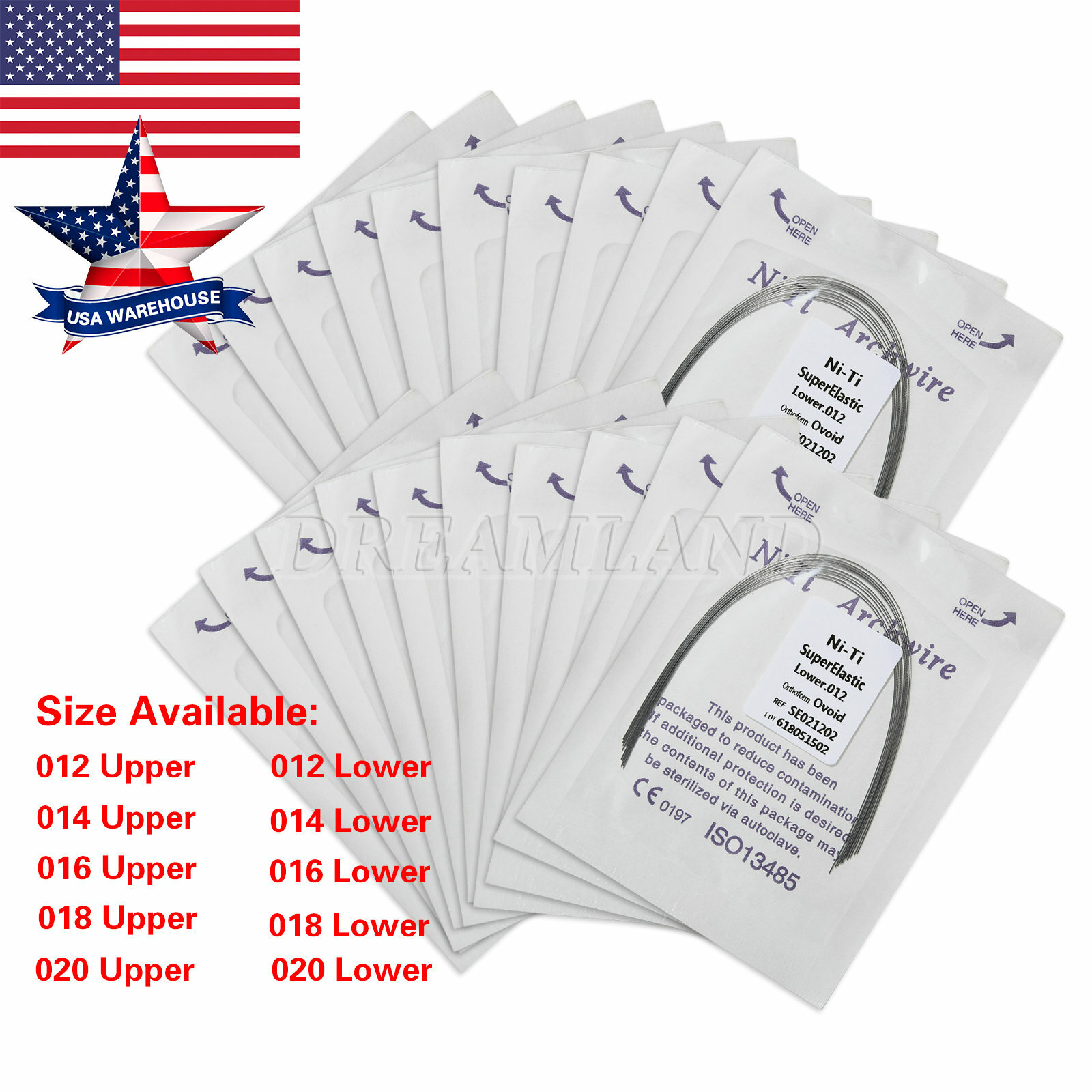 10 Bags Dental Ortho Super Elastic Niti Round Arch Wire Ovoid Form 10 Sizes