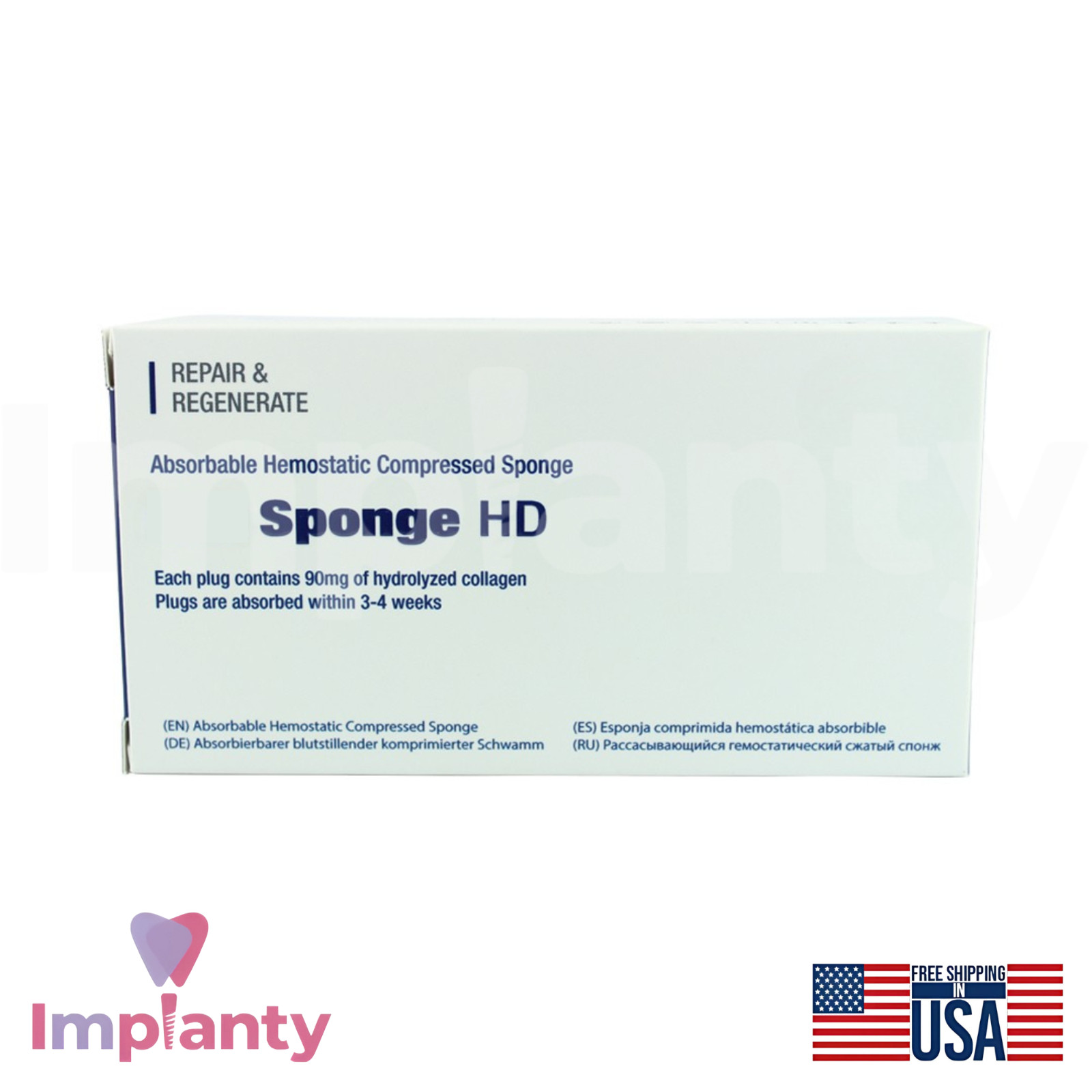 Dental HD Compressed Collagen Sponge Plug 10pcs Ø10.0mm Diameter Highly Purified