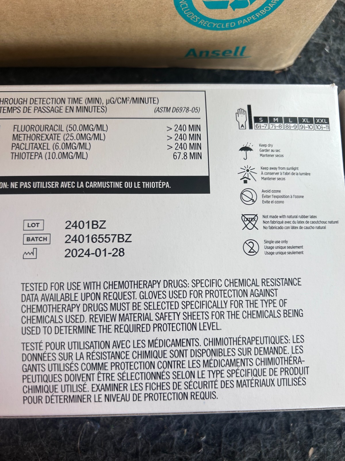 500 MICRO-TOUCH 16″ 400mm Nitrile Long Chemo Central Supply SPD Plus Ansell XL