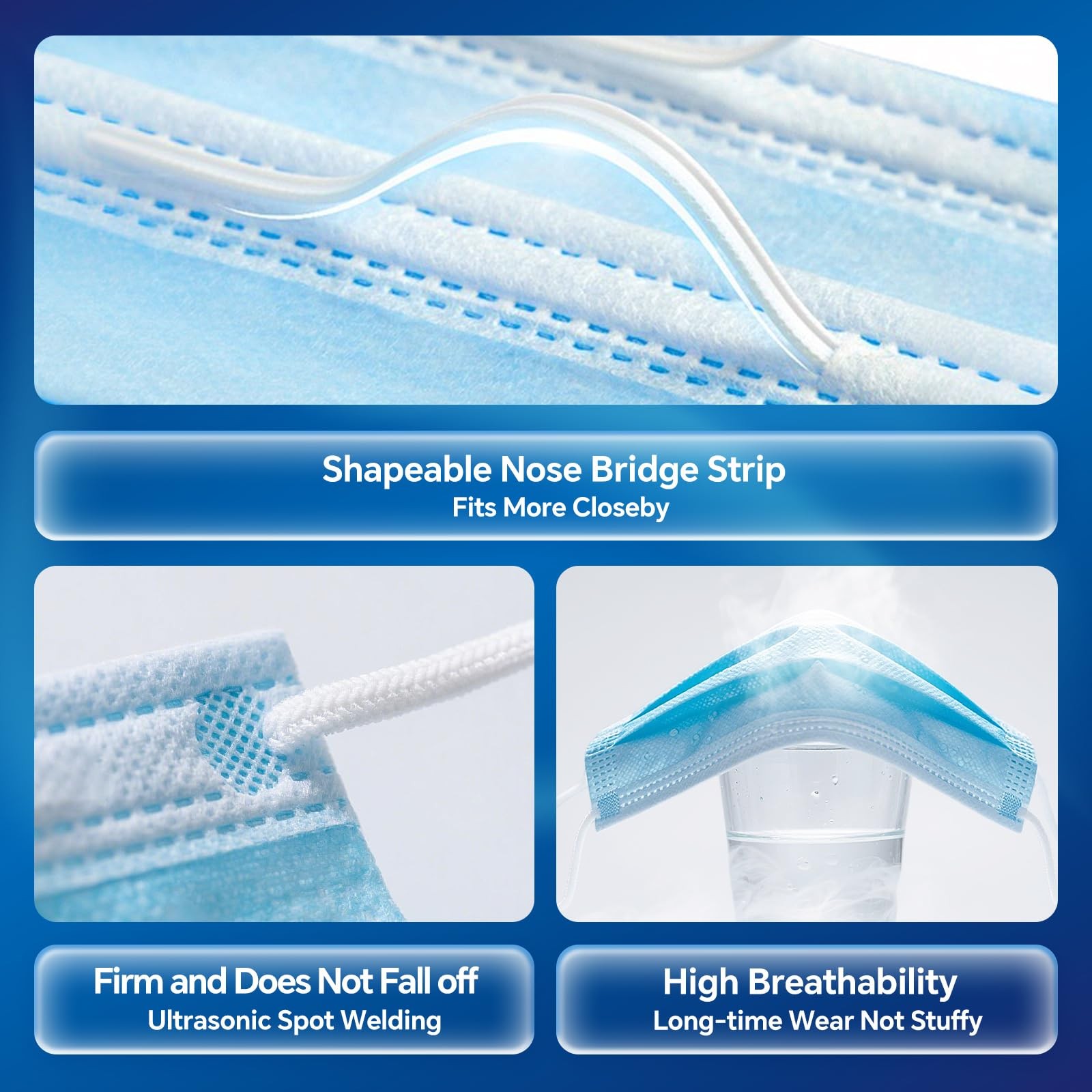 250PCS ASTM Level 3 Highly Protective 3 Layer with Ear Loops – Individual Pac…
