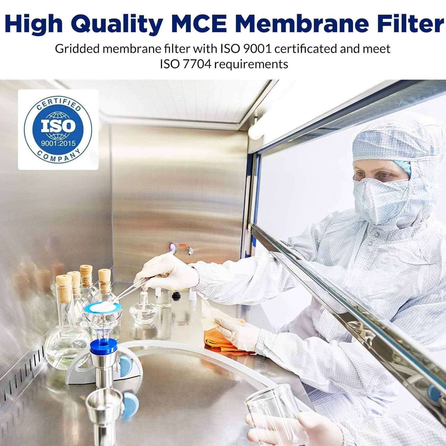 MCE Gridded Membrane Filter 47mm 0.45um Mixed Cellulose Ester, Sterile Pack