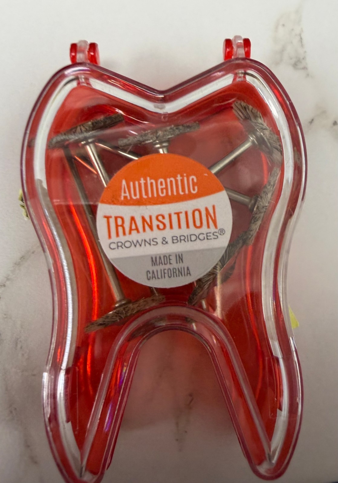 Transition Crowns & Bridges Mounted Polishing Wheel Brushes with Red Tooth Case