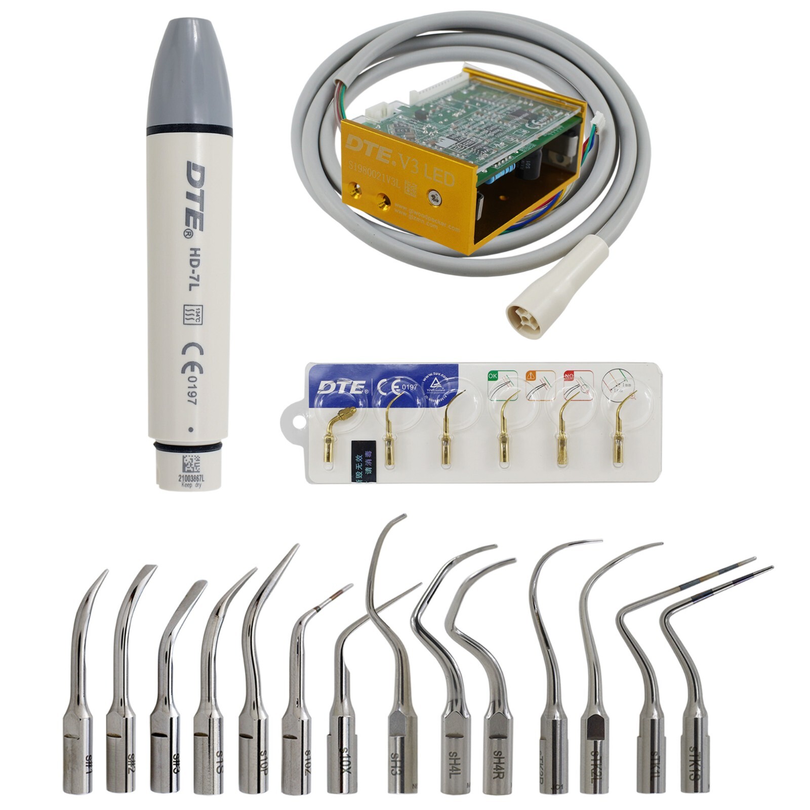 Woodpecker DTE Dental Ultrasonic Piezo Scaler LED HD-7L Handpiece ACTEON Tips H3