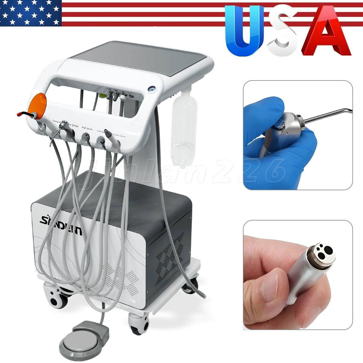 Portable Dental Unit with Air Compressor with LED Curing Light Scaler 4 Hole