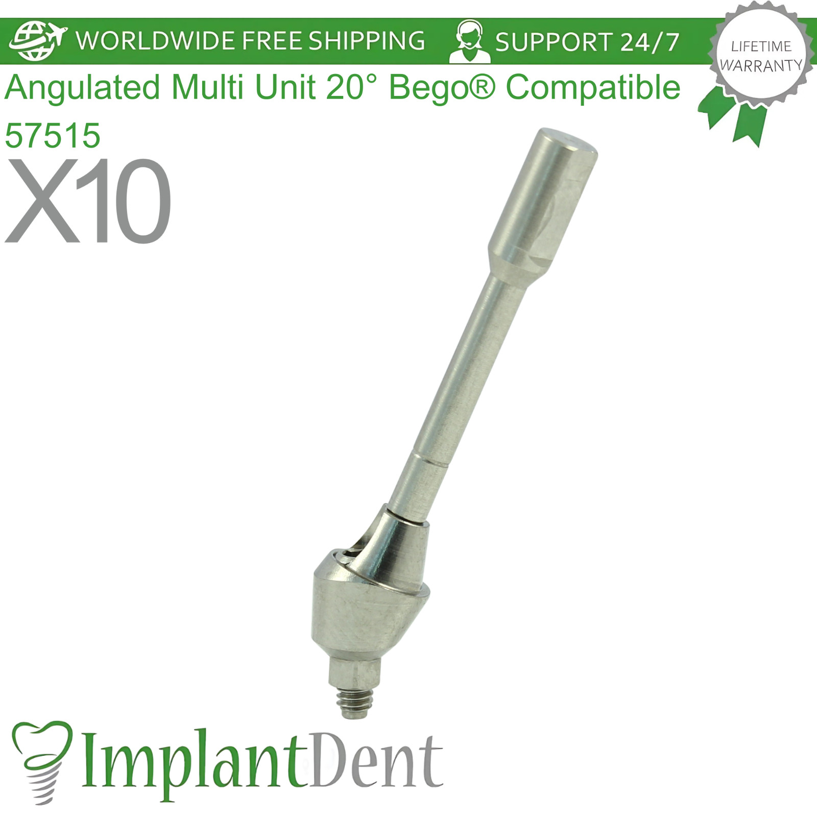 X10 Angulated Multi Unit 20° Bego® Compatible 57515 Dental Prosthetic Ø4.1mm