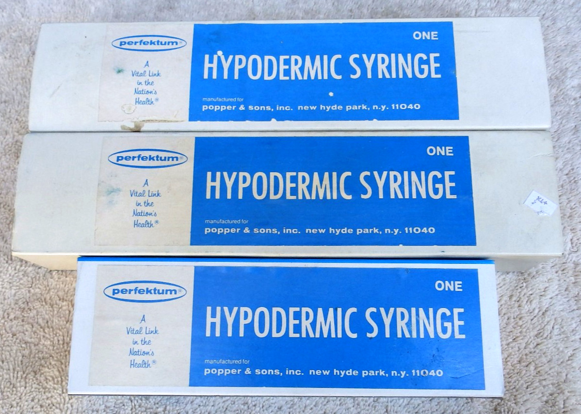 Lot Of 3 POPPER & SONS PERFEKTUM Glass 30cc & 50cc Hypodermic Syringe Lock Tip