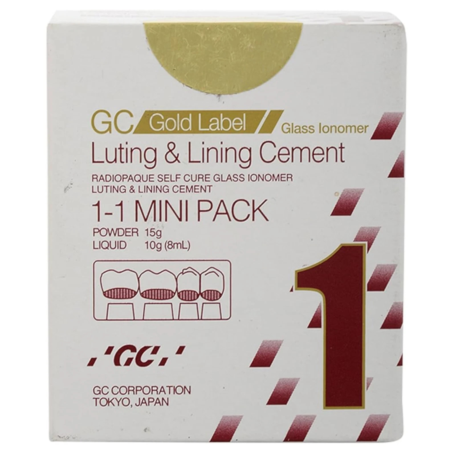 GC Gold Label Fuji 1 Mini Luting Cement Glass Ionomer for Metal Crowns & Bridges