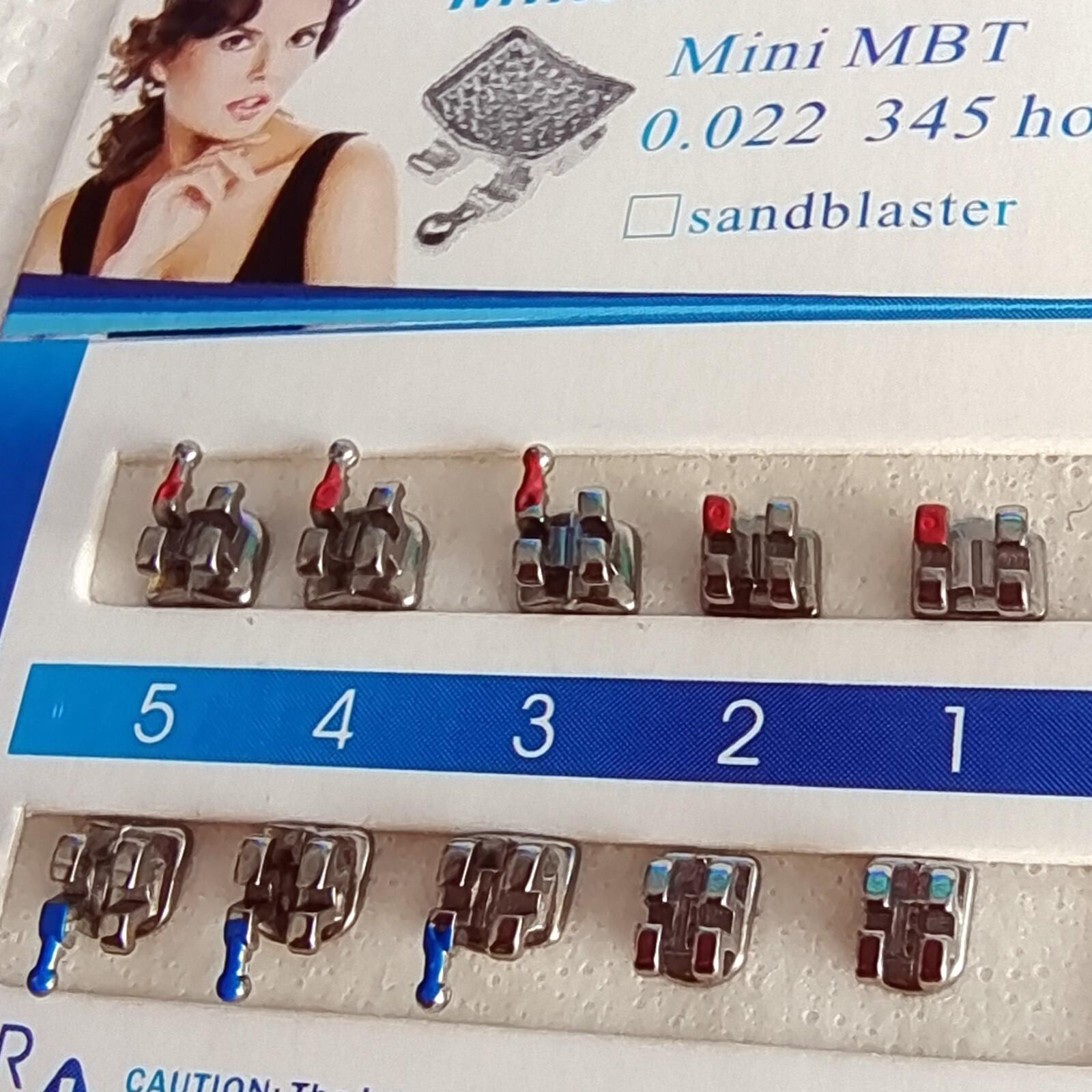 5Packs Dental Orthodontic Brackets Braces Mini MBT Slot.022 Hooks 345 Metal MIM