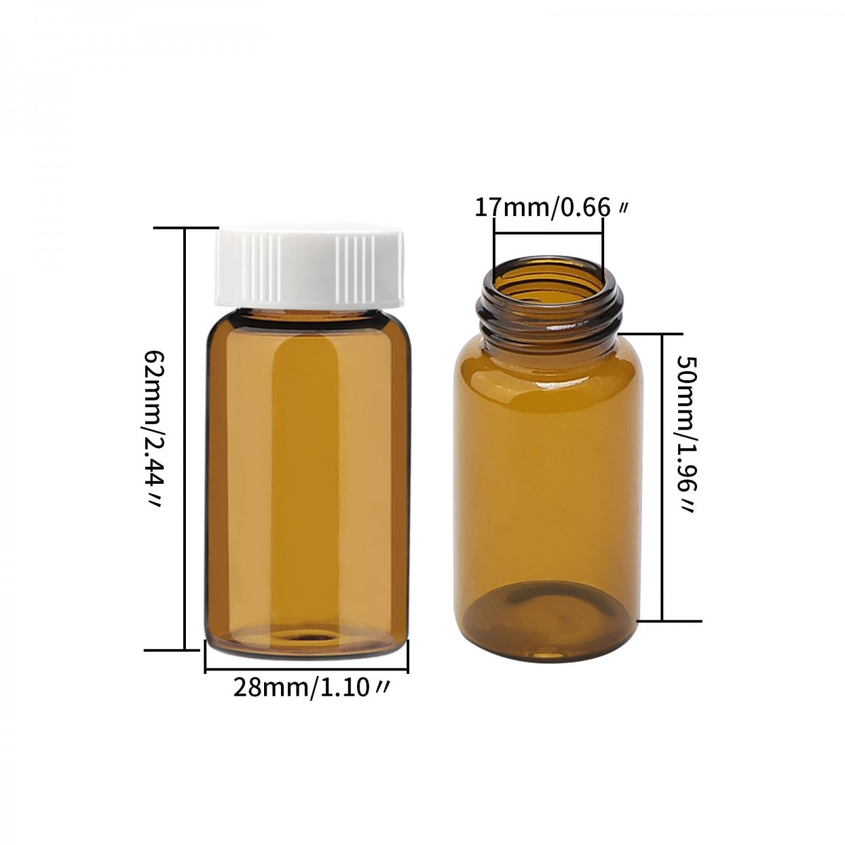 10pc Tiny Empty Clear/Brown Glass Vials Bottles 2/3/5/10ml Travel Sub Containers