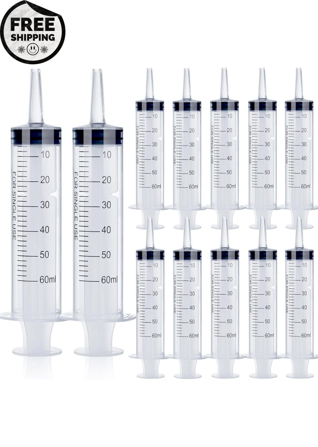 12Pack 60Ml Syringe for Liquid – Large Plastic Syringes without Needle for Jello