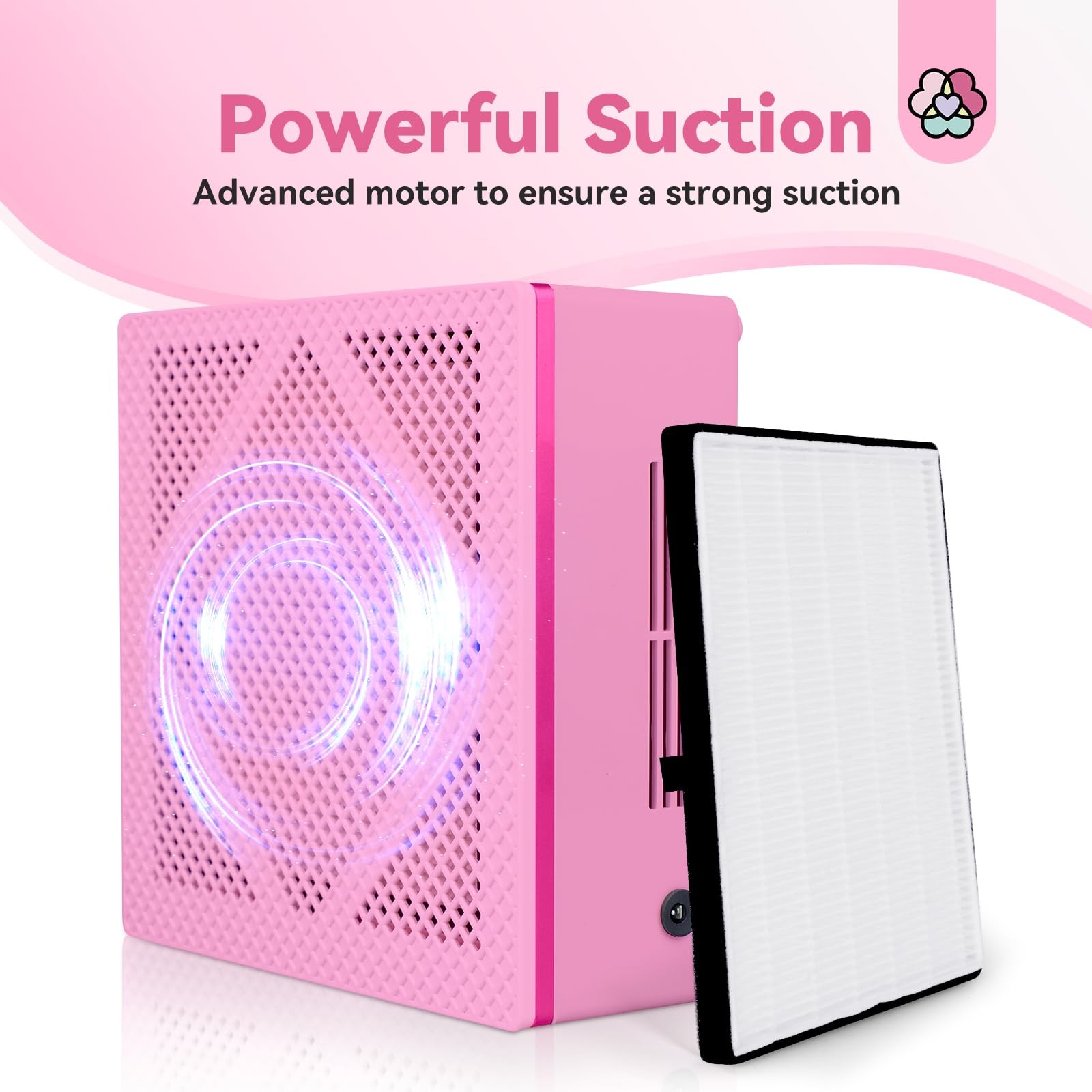 Saviland Nail Dust Collector 60W Powerful Nail Vacuum Dust Collector Brush