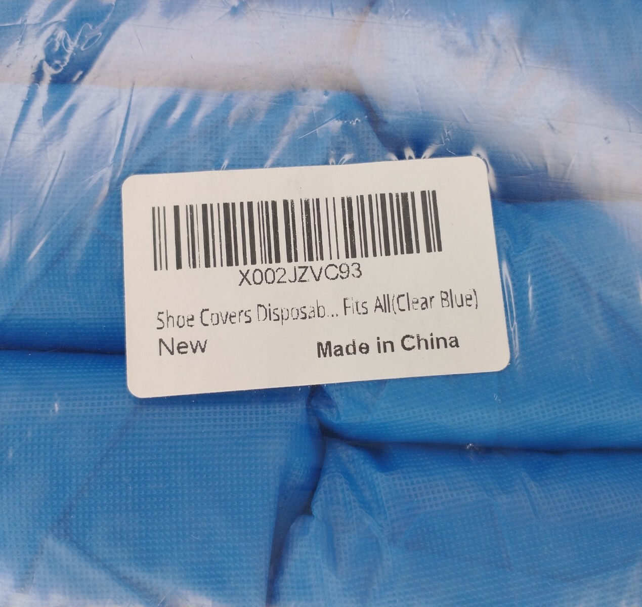 Blue Plastic Disposable Shoe Covers One Size Fits All
