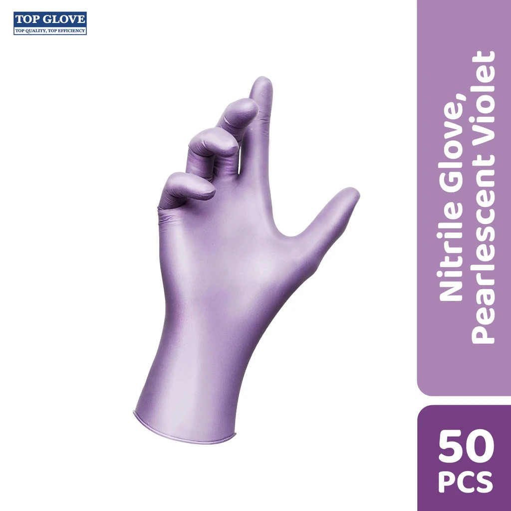 Top Glove Nitrile Disposable Powder Free Glove – Pearlescent Pink/ Violet 50s