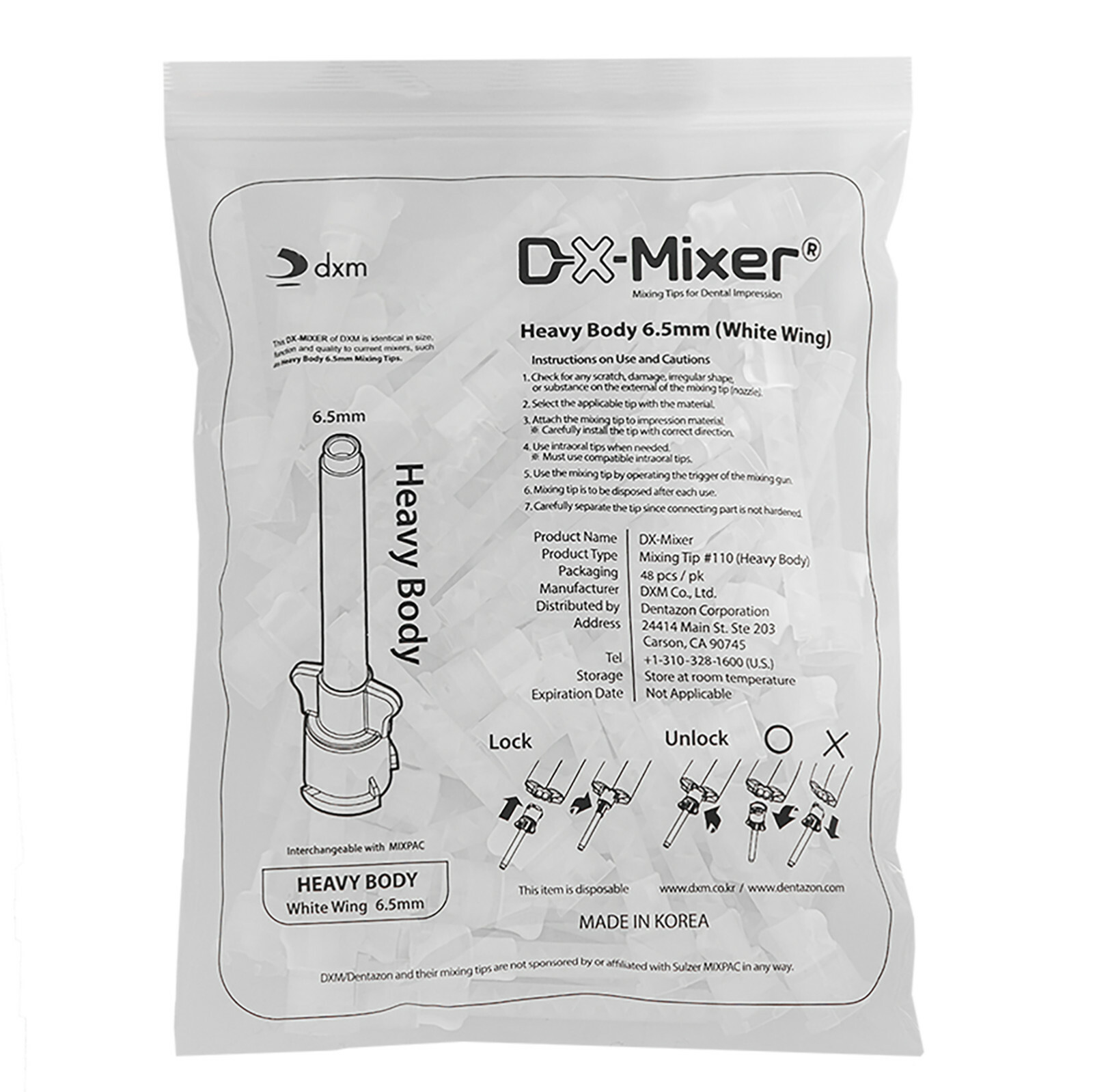 48/Pk DX-Mixer Dental Impression Material HP Mixing Tips Heavy 6.5mm VPS/PVS