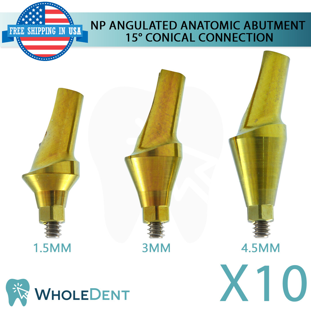 10x Narrow Platform Conical Connection Angulated Anatomic Abutment 15° Dental