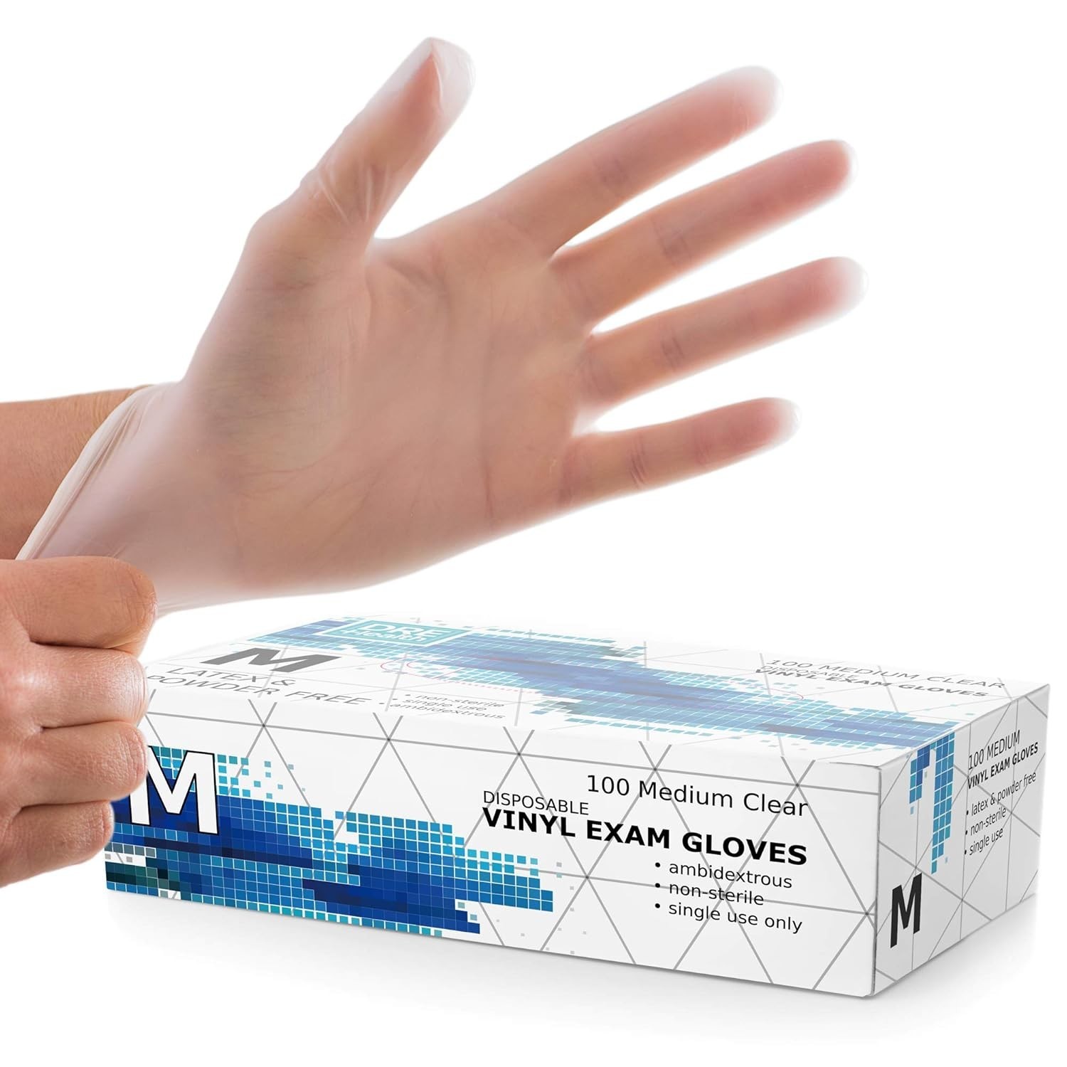 Medium Clear Vinyl Medical Exam Gloves – Pack of 100