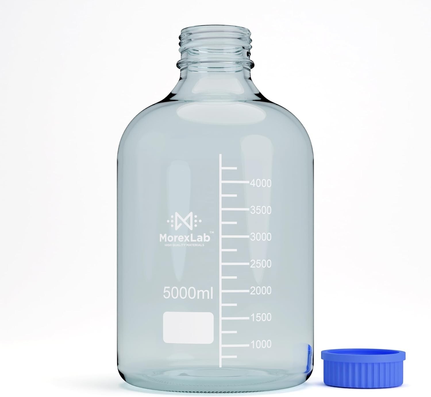 5000ml Glass Round Media Storage Bottles with GL45 Screw Cap, Borosilicate Glass