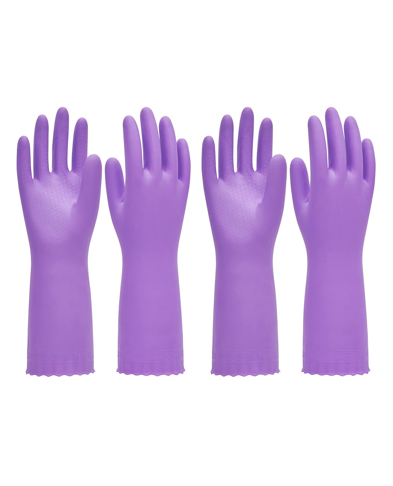 2 Pairs Reusable Dishwashing Cleaning Gloves with Latex Free, Cotton Lining, …