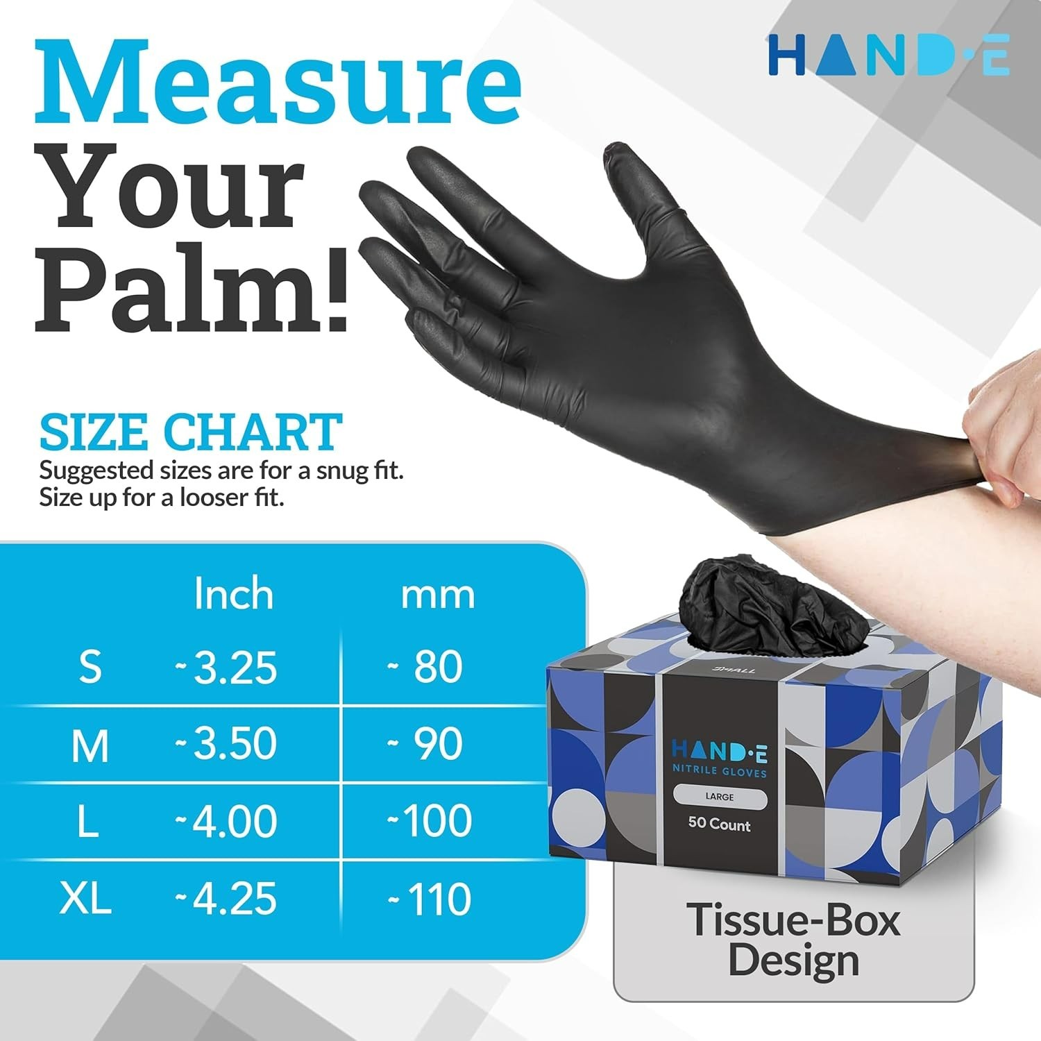 Exceptional Grip Large Black Nitrile Gloves, 50 Count – For Mechanics & Cooking